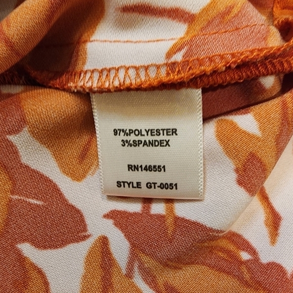 Nwt August 1 Eight Cowl Neck Floral Orange Leaf Print Blouse Size XS - Picture 8 of 8
